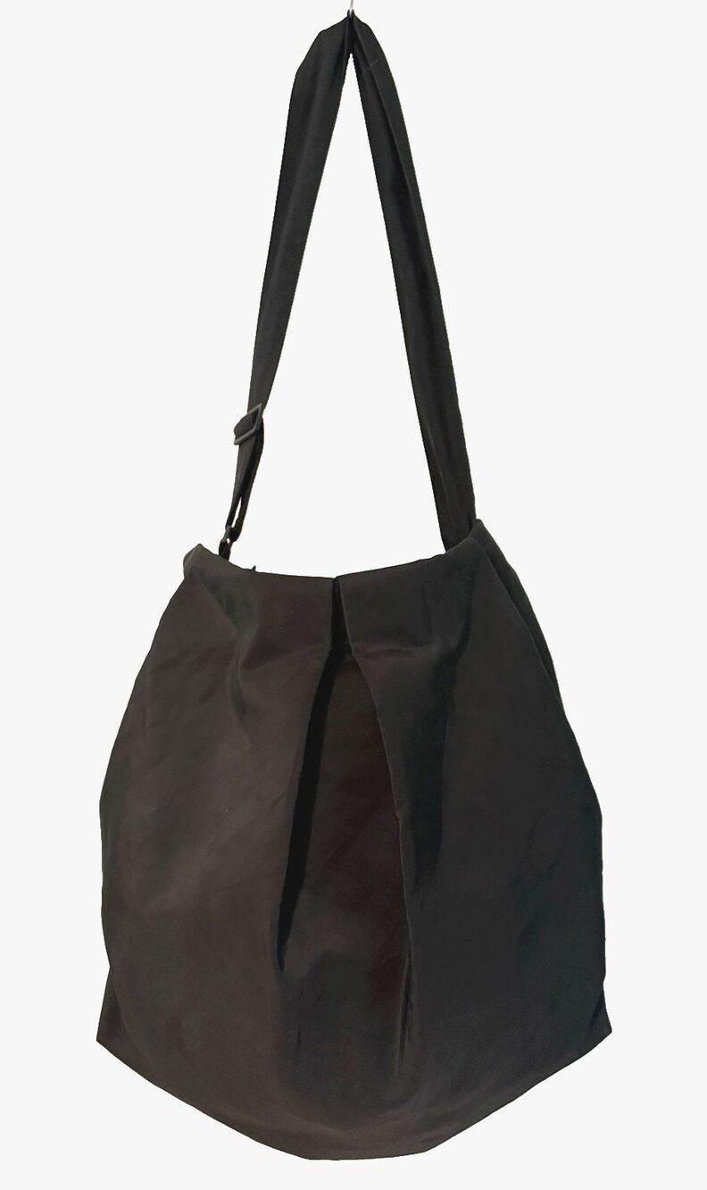 COS Oversized Draped Crossbody Bag Black Nylon Messenger Hobo Shoulder Travel